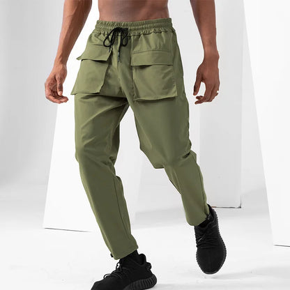 Parachute Cargo Pants for Men - Quick Drying Casual Techwear Black Trousers