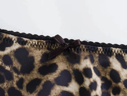 Vintage Satin Leopard Midi Skirt