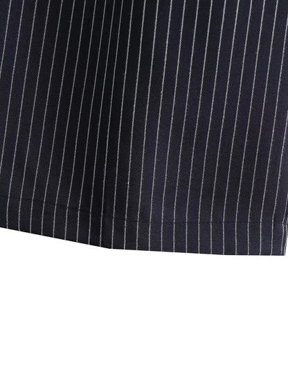 Striped Power Set - Wide Pants Suits V Neck Blazer