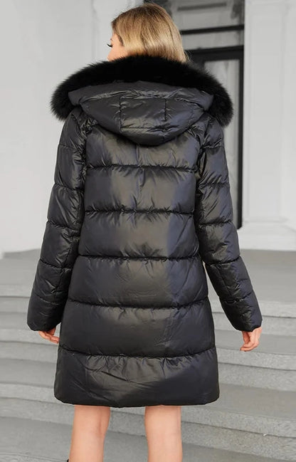 Elegant Women's Winter Down Jacket with Detachable Fur