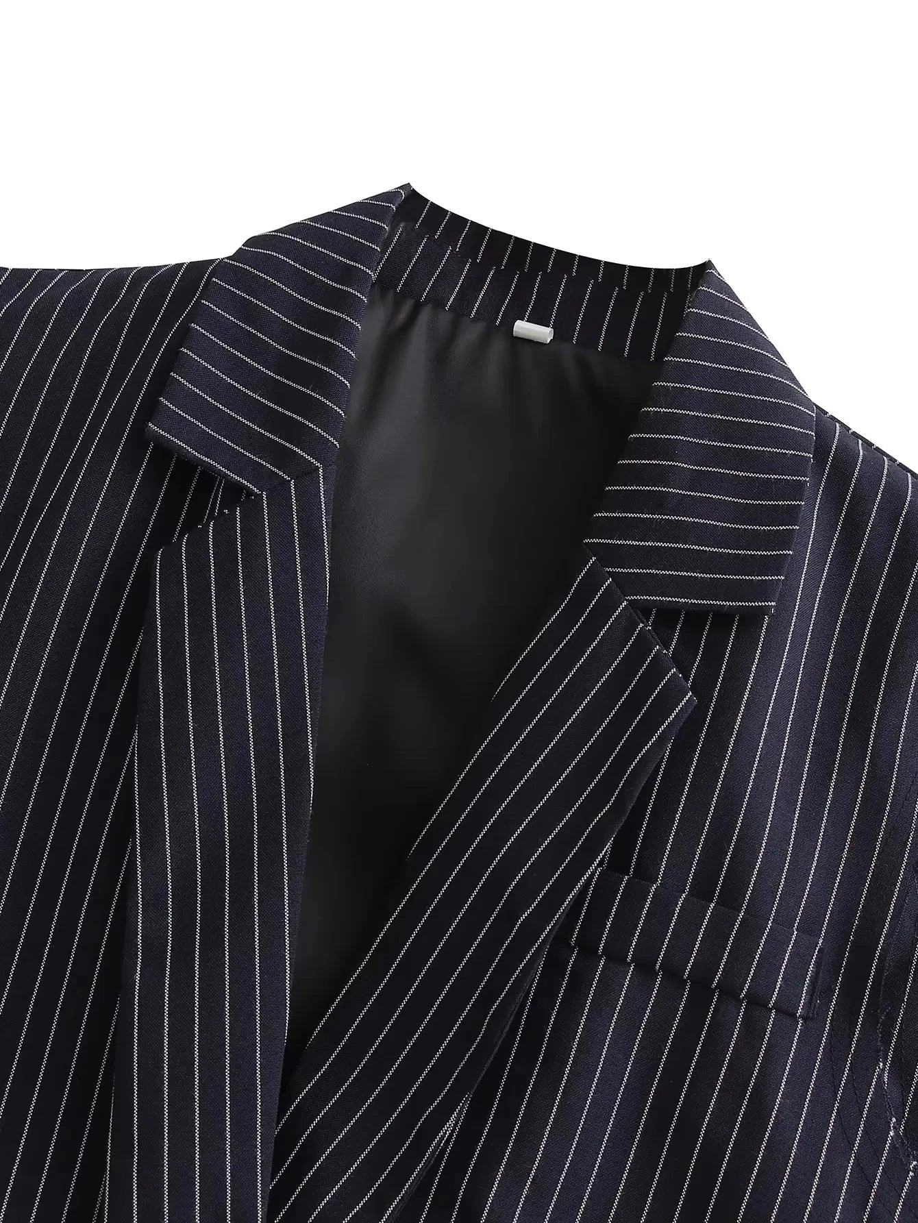 Striped Power Set - Wide Pants Suits V Neck Blazer