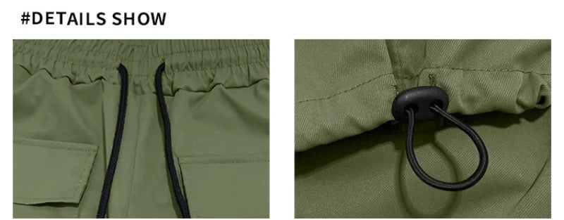 Parachute Cargo Pants for Men - Quick Drying Casual Techwear Black Trousers