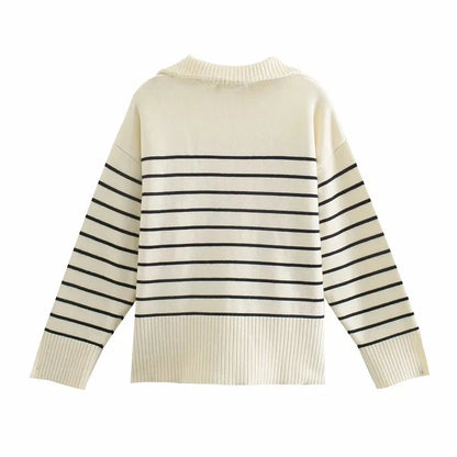 Striped Asymmetrical Knit Sweater