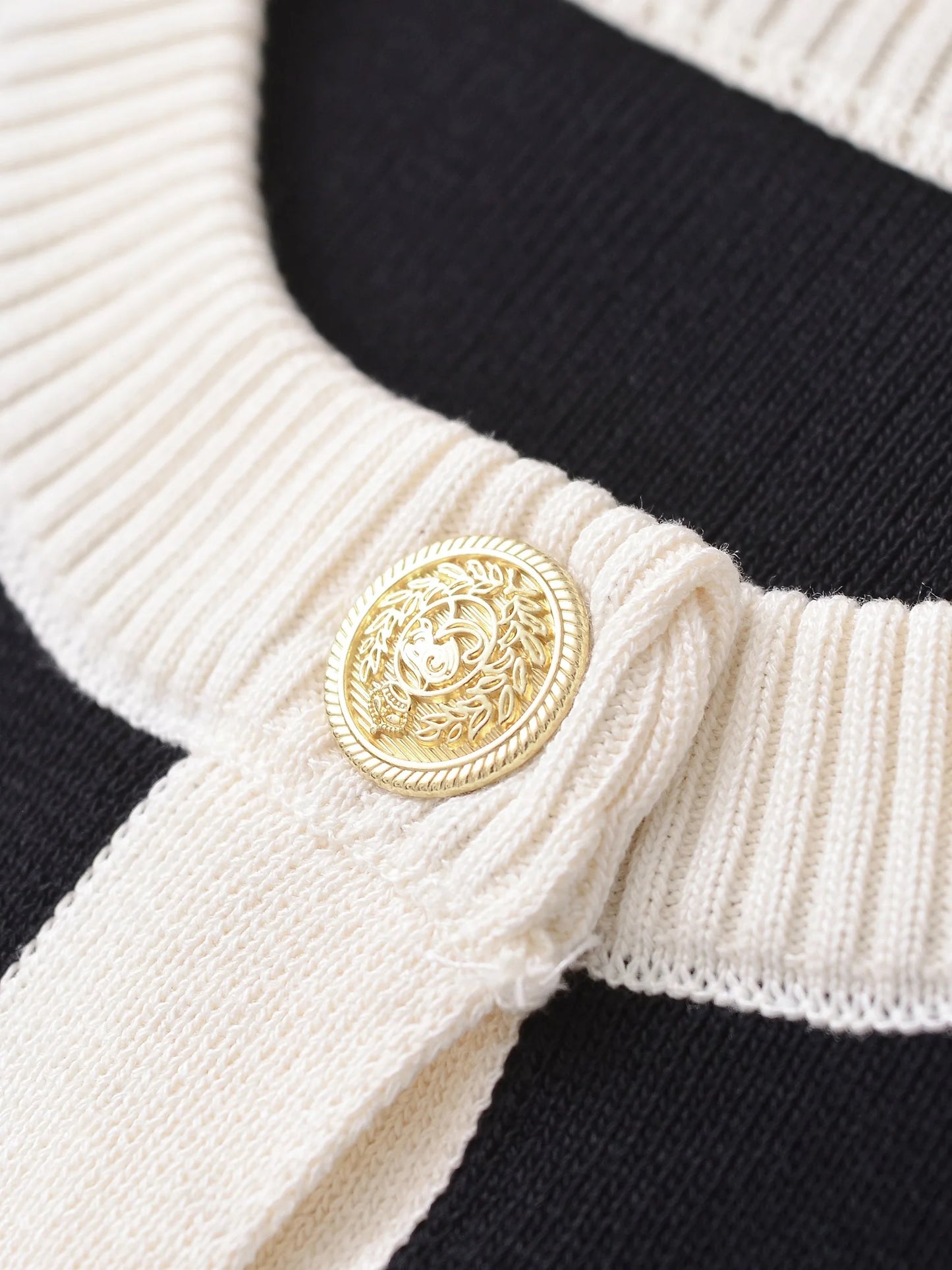 Vintage Gold-Button Knit Cardigan