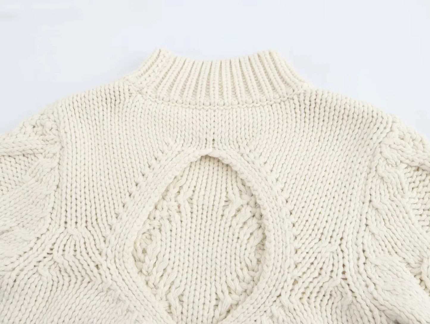 Back Cut-Out Casual Knit Sweater