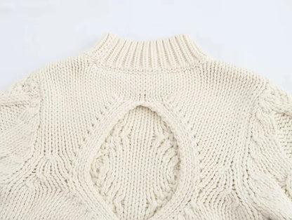 Back Cut-Out Casual Knit Sweater