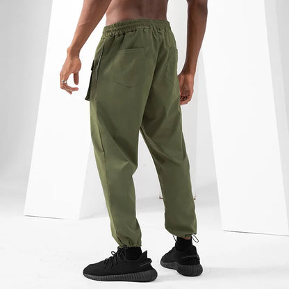 Parachute Cargo Pants for Men - Quick Drying Casual Techwear Black Trousers