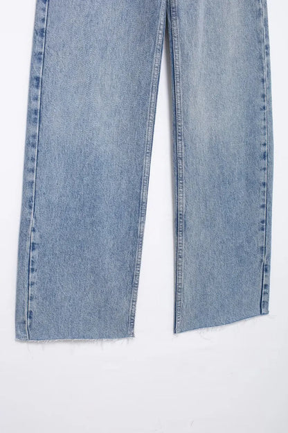 Zipper Wide Leg Jeans