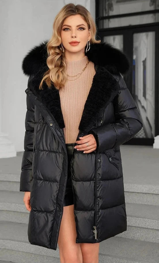 Elegant Women's Winter Down Jacket with Detachable Fur