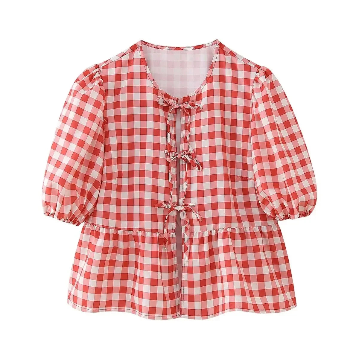 Stripe Bow Blouse: Fashion Puff Sleeve Shirt