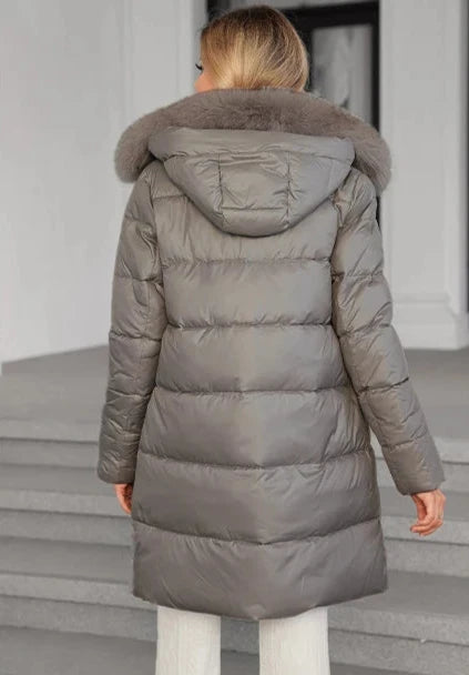 Elegant Women's Winter Down Jacket with Detachable Fur