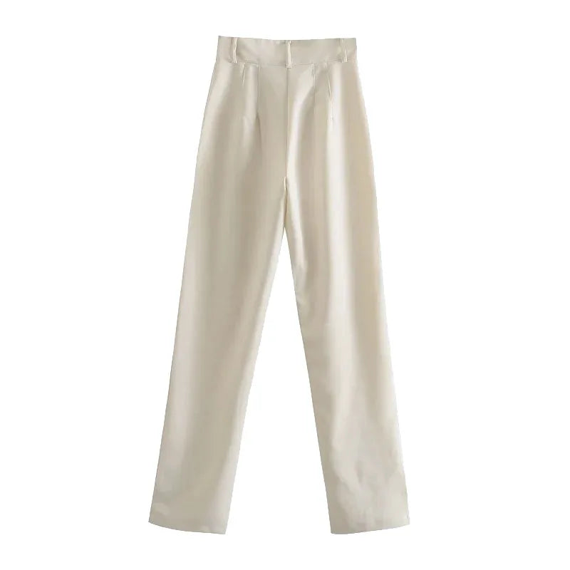 Women's Vintage High-Waist Straight Office Pants