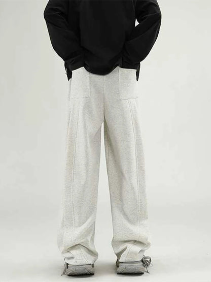 Wide Leg Sweatpants - Men's Oversize Gray Sports Pants - Casua Streetwear