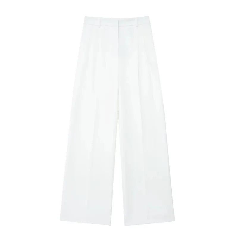 Elegant High-Waist White Wide Leg Pants