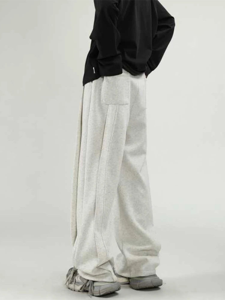 Wide Leg Sweatpants - Men's Oversize Gray Sports Pants - Casua Streetwear