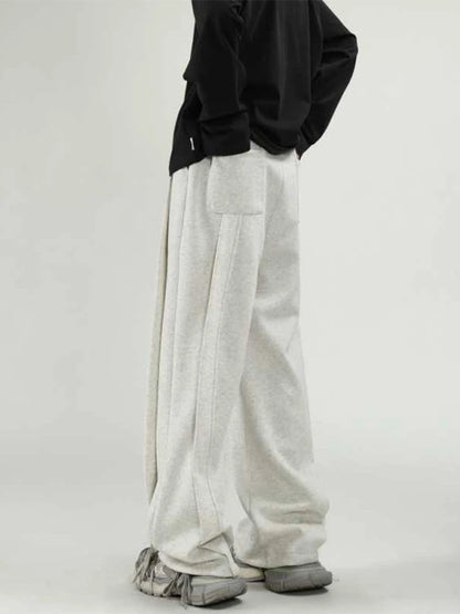 Wide Leg Sweatpants - Men's Oversize Gray Sports Pants - Casua Streetwear