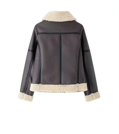 Women's Faux Shearling Jacket with Belt