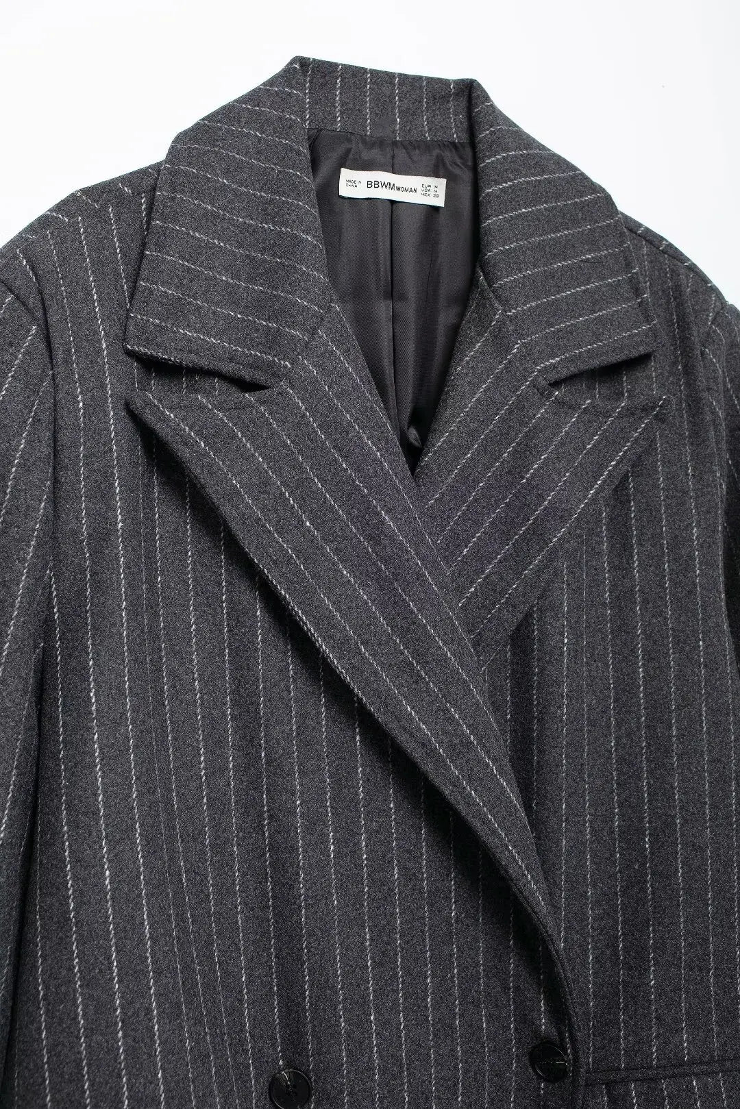 Stripe Long Coat - Double Breasted Tweed