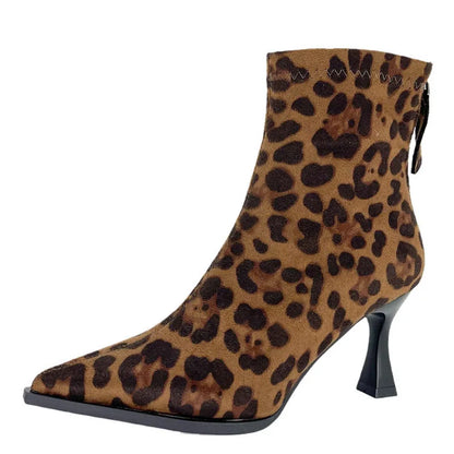 Elegant Leopard Print Ankle Boots