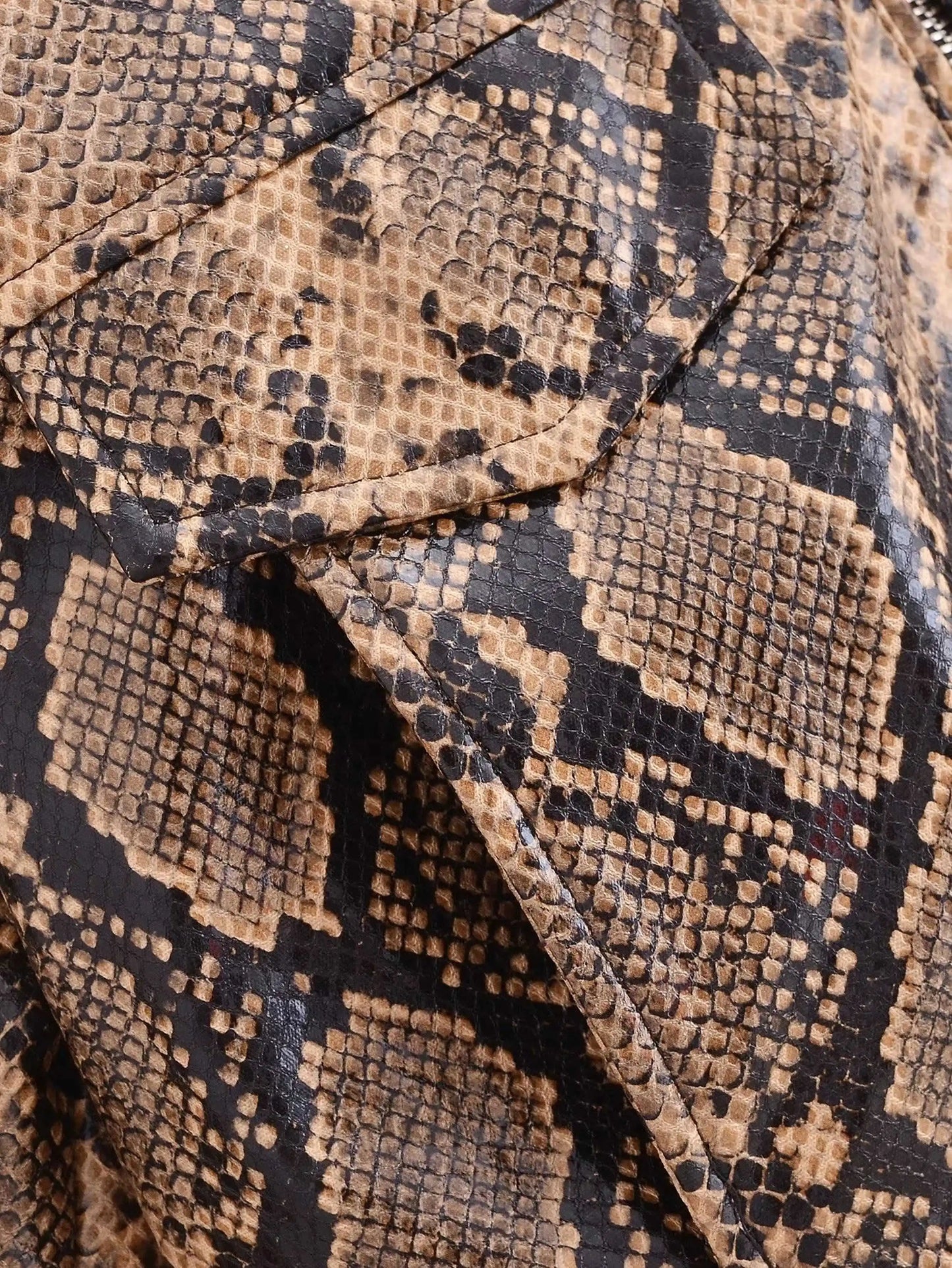 Snake Print Imitation Leather Jacket