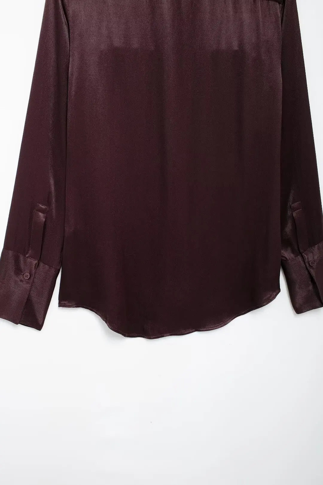 Burgundy Silk Satin Textured Shirt with Pocket Decor