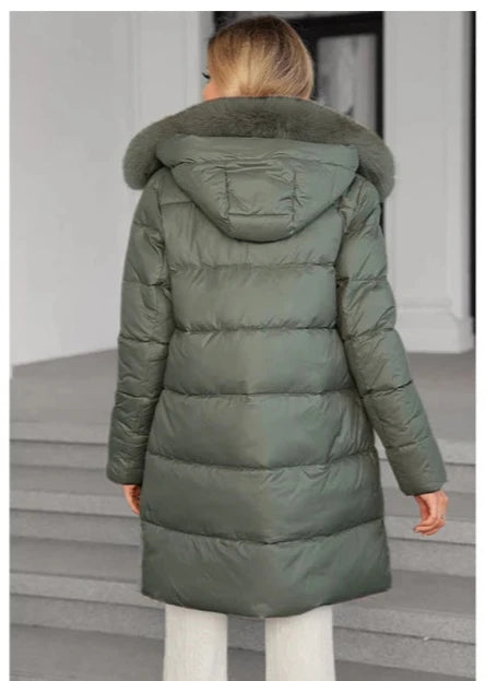 Elegant Women's Winter Down Jacket with Detachable Fur