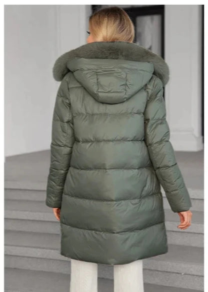 Elegant Women's Winter Down Jacket with Detachable Fur