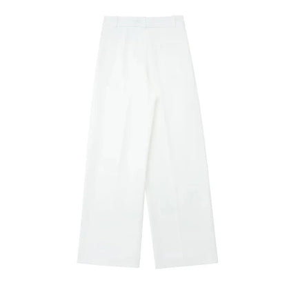 Elegant High-Waist White Wide Leg Pants