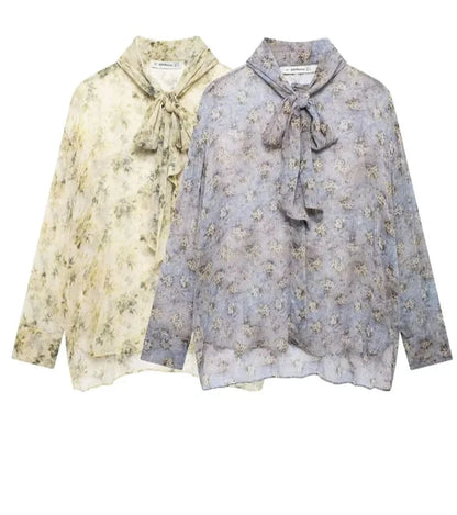 Two-Tone Semi-Transparent Printed Shirt