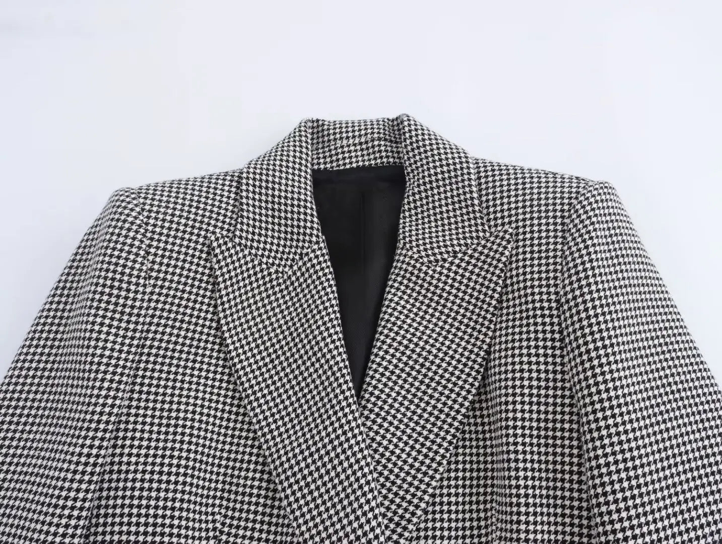 Women's Autumn Houndstooth Blazer & Wide Leg Pants Suit Set