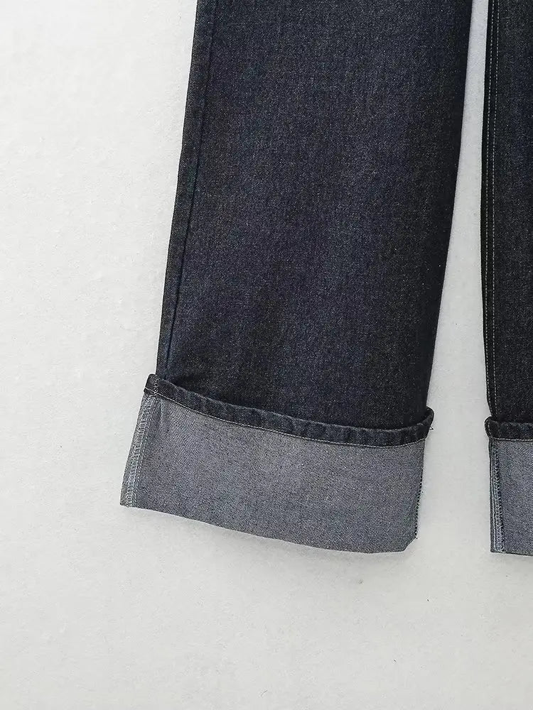 High Waist Cargo Wide Leg Jeans