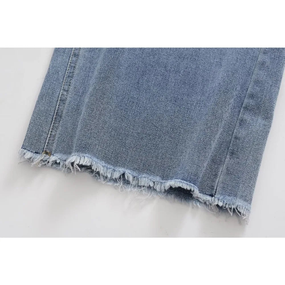 Frayed Hem Elegance Jeans