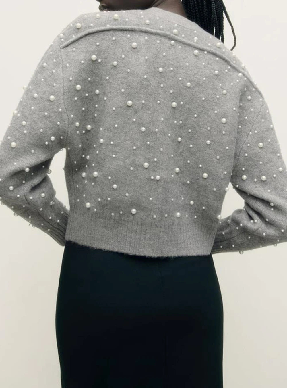 Elegant Pearl Embellished Cardigan