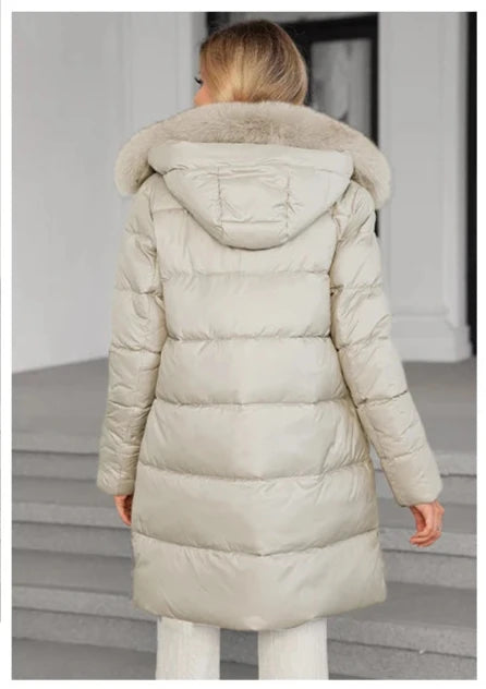 Elegant Women's Winter Down Jacket with Detachable Fur