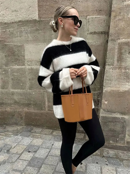 Loose Knit Sweater O-neck Pullovers