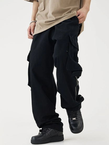 White Cargo Pants for Men - Hip Hop Streetwear Vintage Safari Style