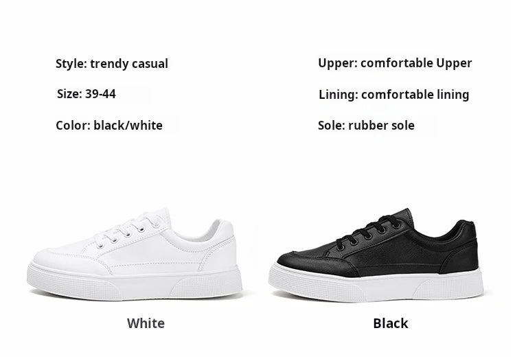 Men's White Canvas Sneakers - Breathable Low-Cut Casual Board Shoes