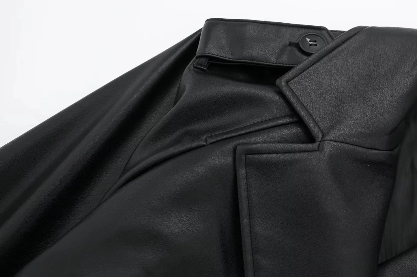 Faux Leather Cropped Jacket