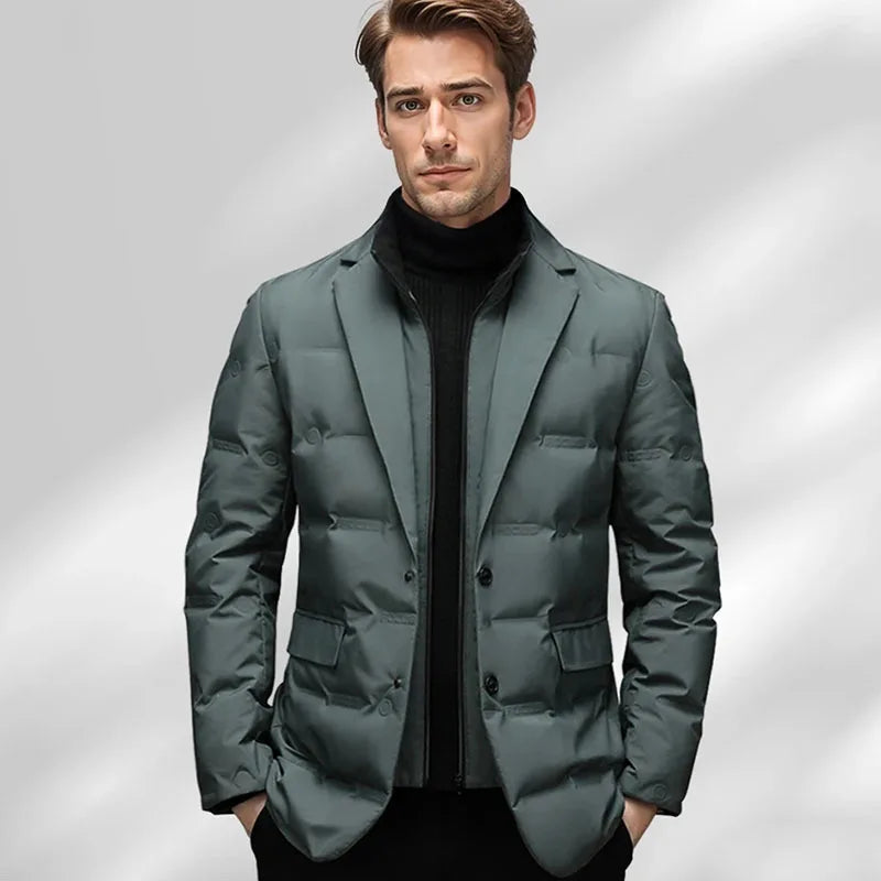 Windproof Winter Down Jacket for Men with Scarf Collar