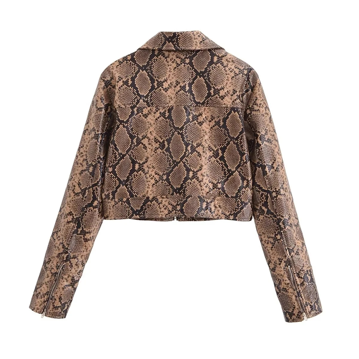 Snake Print Imitation Leather Jacket