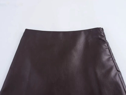 PU Leather Skirt & Jacket Set