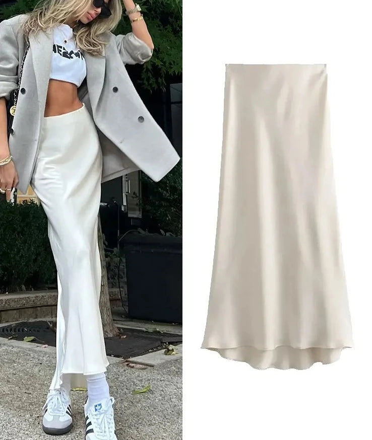 Women's New Fashion Silk Satin Fishtail Skirt: High Waist Y2K Style