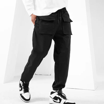 Parachute Cargo Pants for Men - Quick Drying Casual Techwear Black Trousers