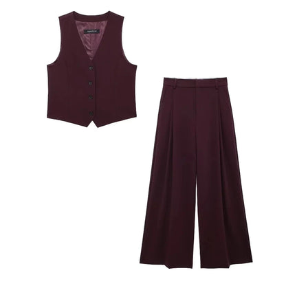 V-Neck Vest Top & Wide-Leg Pants