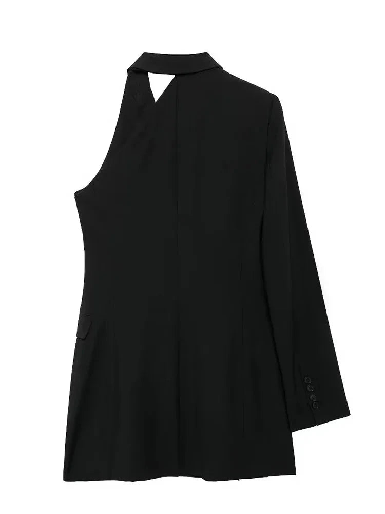 Asymmetrical Suit Top - Elegant Solid Color Office Wear