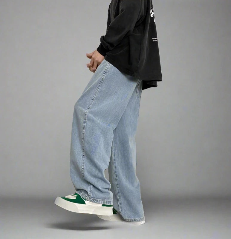 Oversized Men's Wide-leg Jeans - Casual Streetwear Fashion