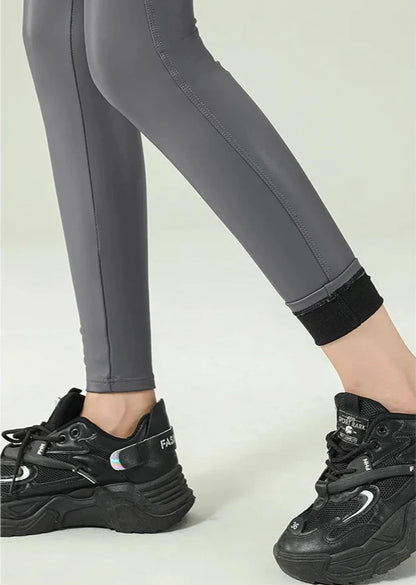 High-Waist Fleece PU Leather Leggings - Warm & Sexy Autumn/Winter