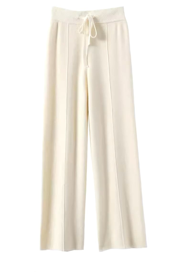 Vintage Wool Wide-Leg Knit Pants – Cozy Chic Edition