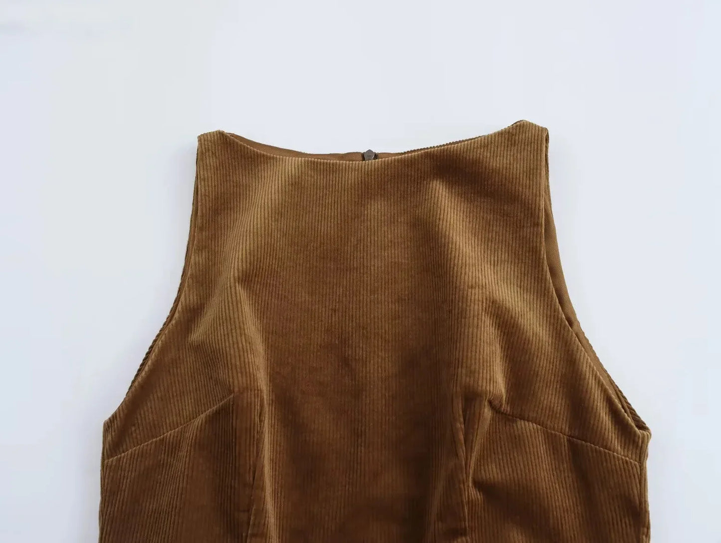 Brown Corduroy Mini Dress