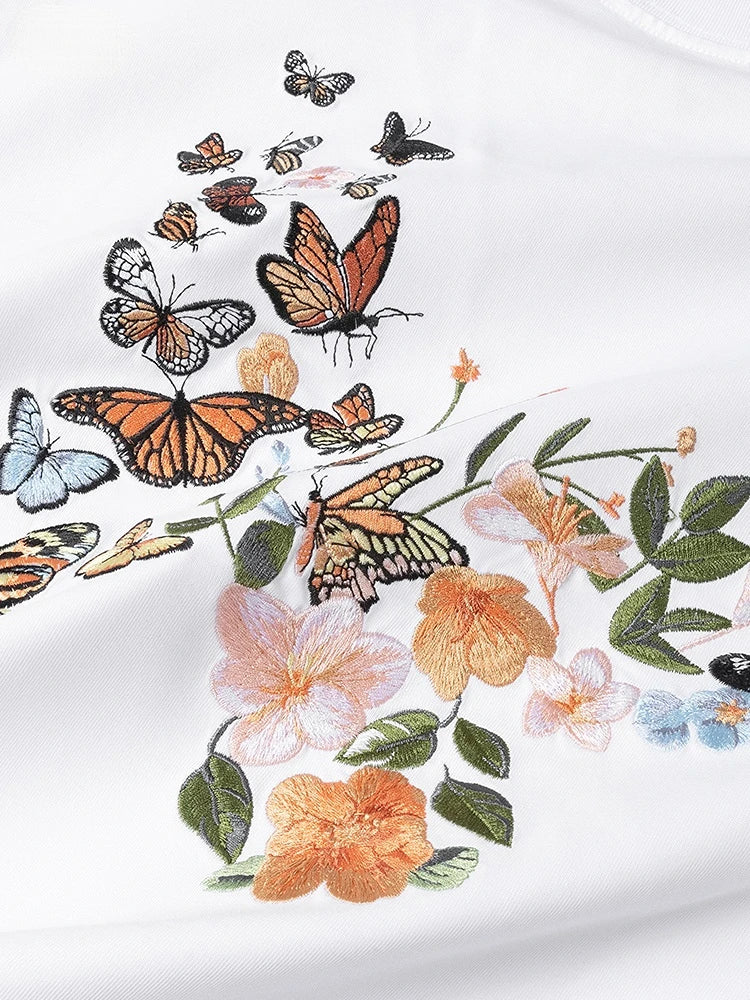 Summer Embroidery T-Shirt: Stylish Harajuku Butterfly Tees